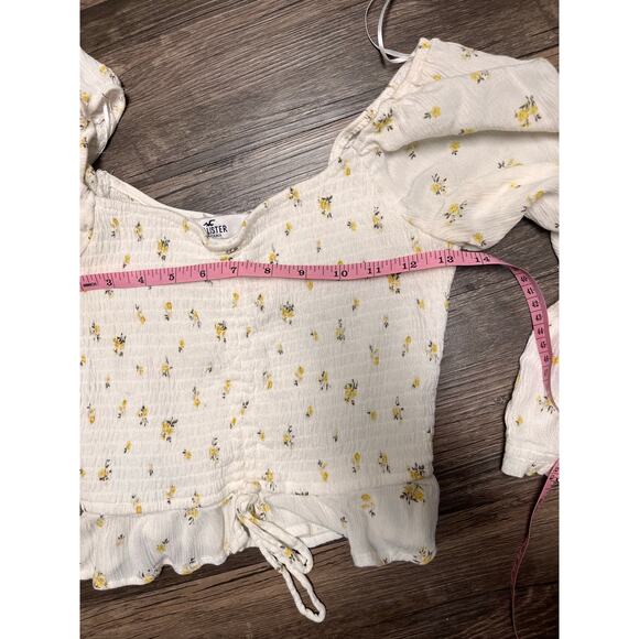 Hollister Floral Smocked Crop Top Puff Sleeve Babydoll Cottagecore S Coquette - Picture 7 of 8